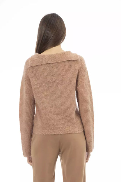 Beige Merino Wool Women Sweater