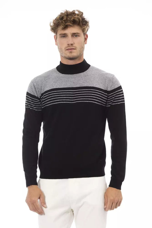 Black Viscose Men Sweater