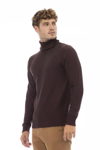 Brown Merino Wool Men Sweater