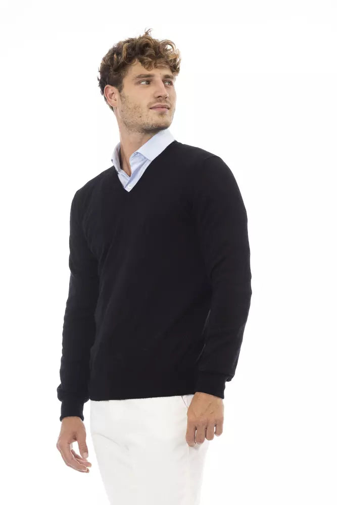 Black Wool Men Sweater