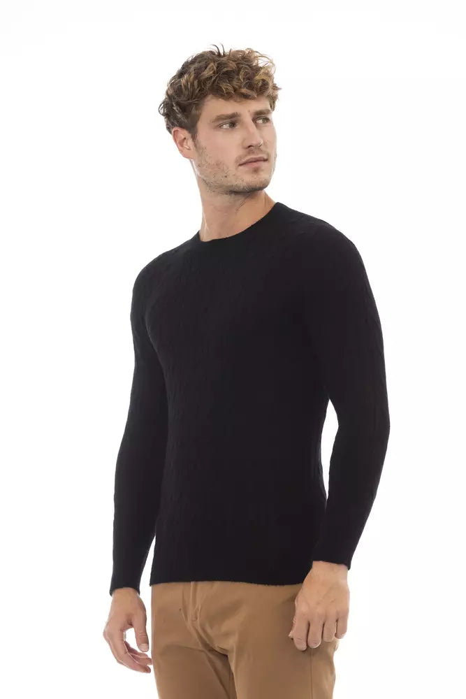 Black Viscose Men Sweater