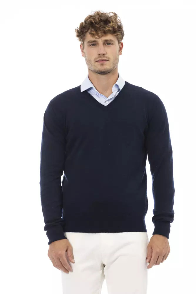 Blue Wool Men Sweater