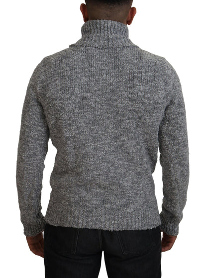 Elegant Gray Wool-Blend Turtleneck Sweater