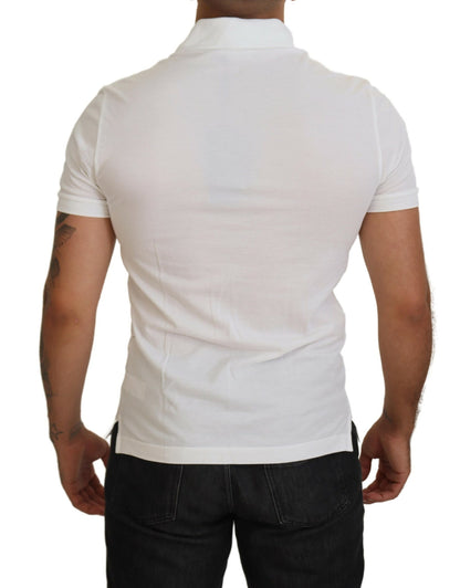 Elegant White Cotton Blend Polo