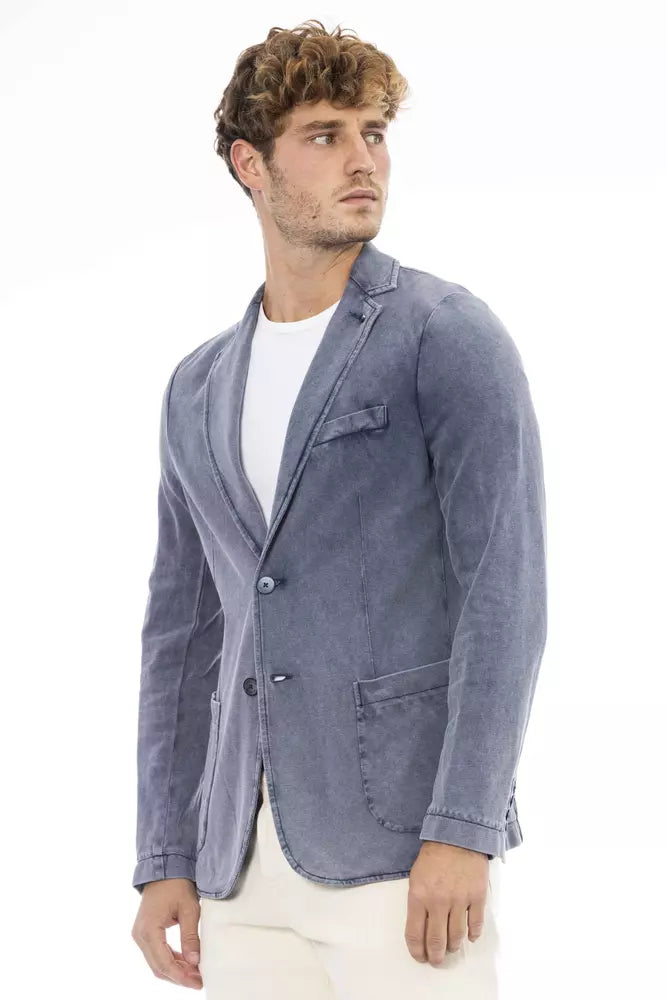 Blue Cotton Mens Blazer