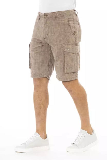 Brown Cotton Men Cargo Short