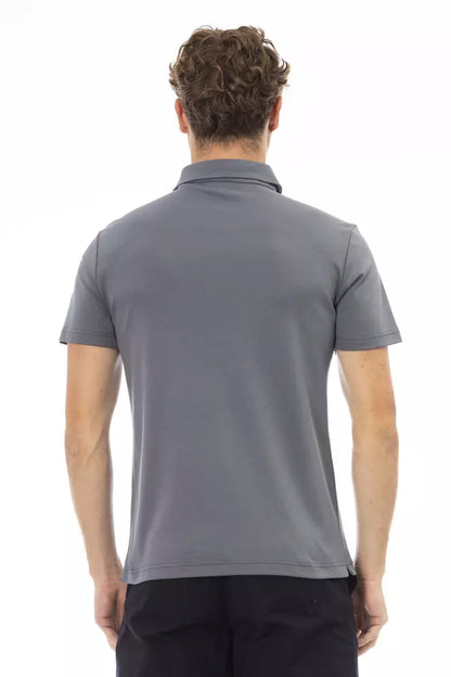 Gray Cotton Men Polo Shirt