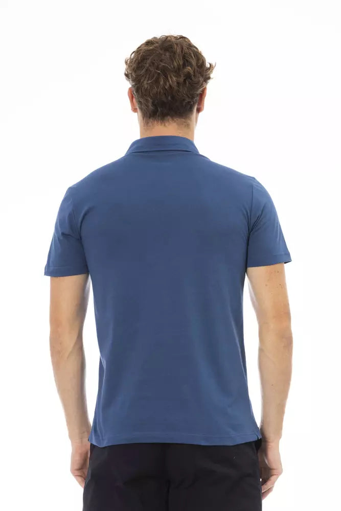 Blue Cotton Men Polo