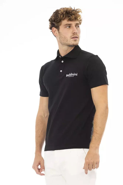 Black Cotton Men Polo Shirt