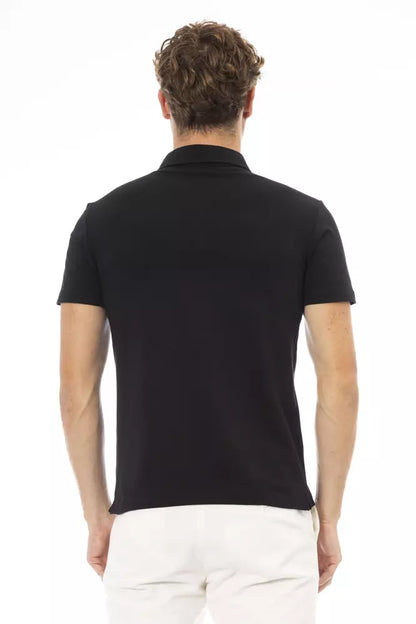 Black Cotton Men Polo Shirt