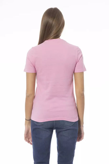 Pink Cotton Women T-Shirt