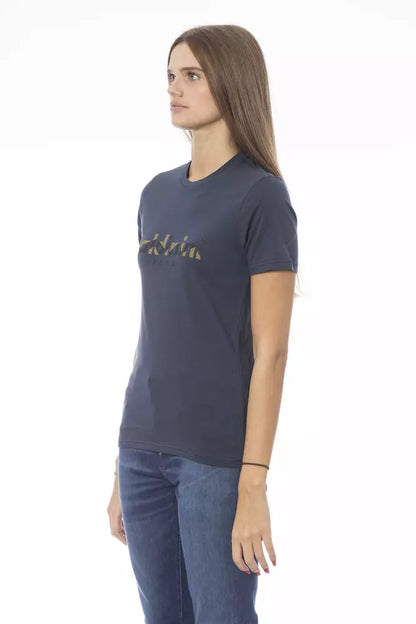 Blue Cotton Women T-Shirt