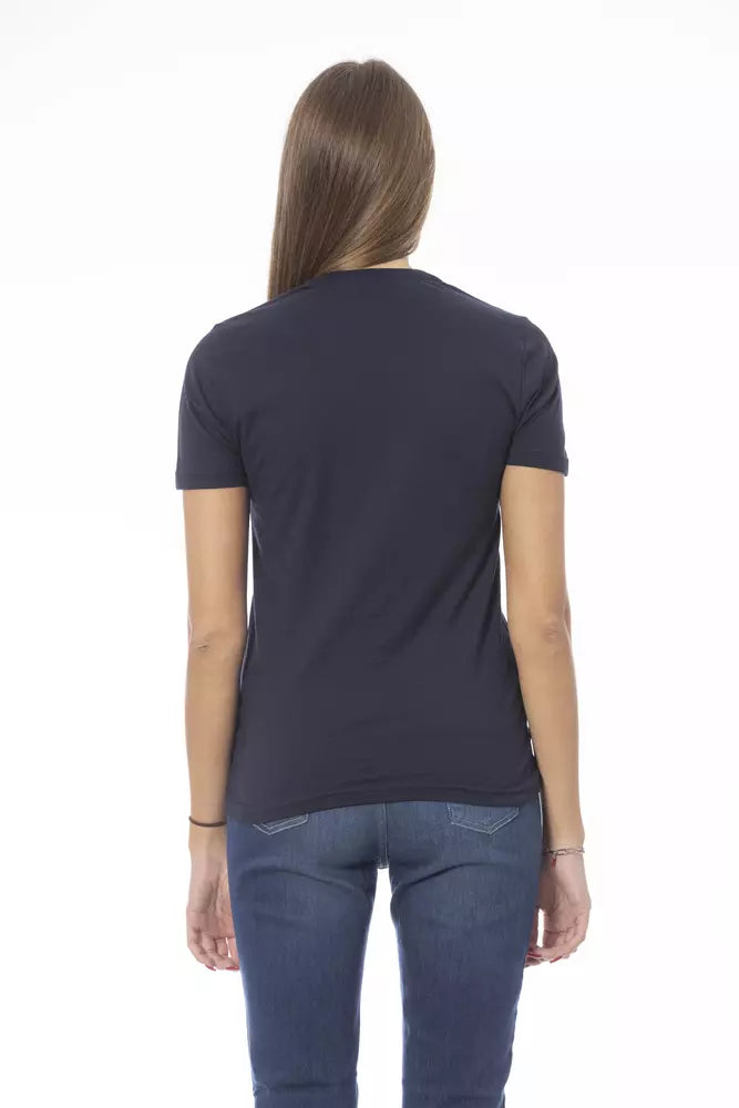 Blue Cotton Women T-Shirt