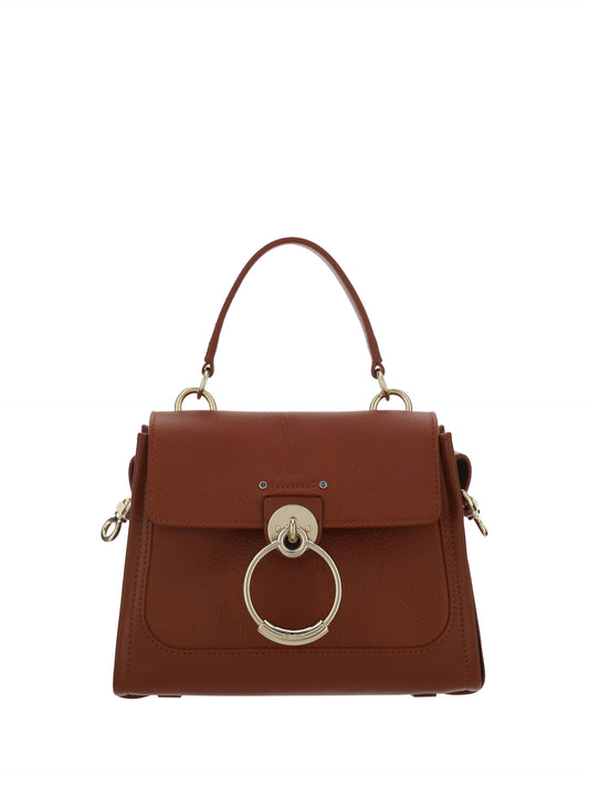 Elegant Sepia Brown Calfskin Shoulder Handbag