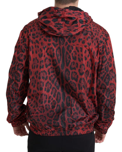 Red Leopard Hooded Bomber Jacket