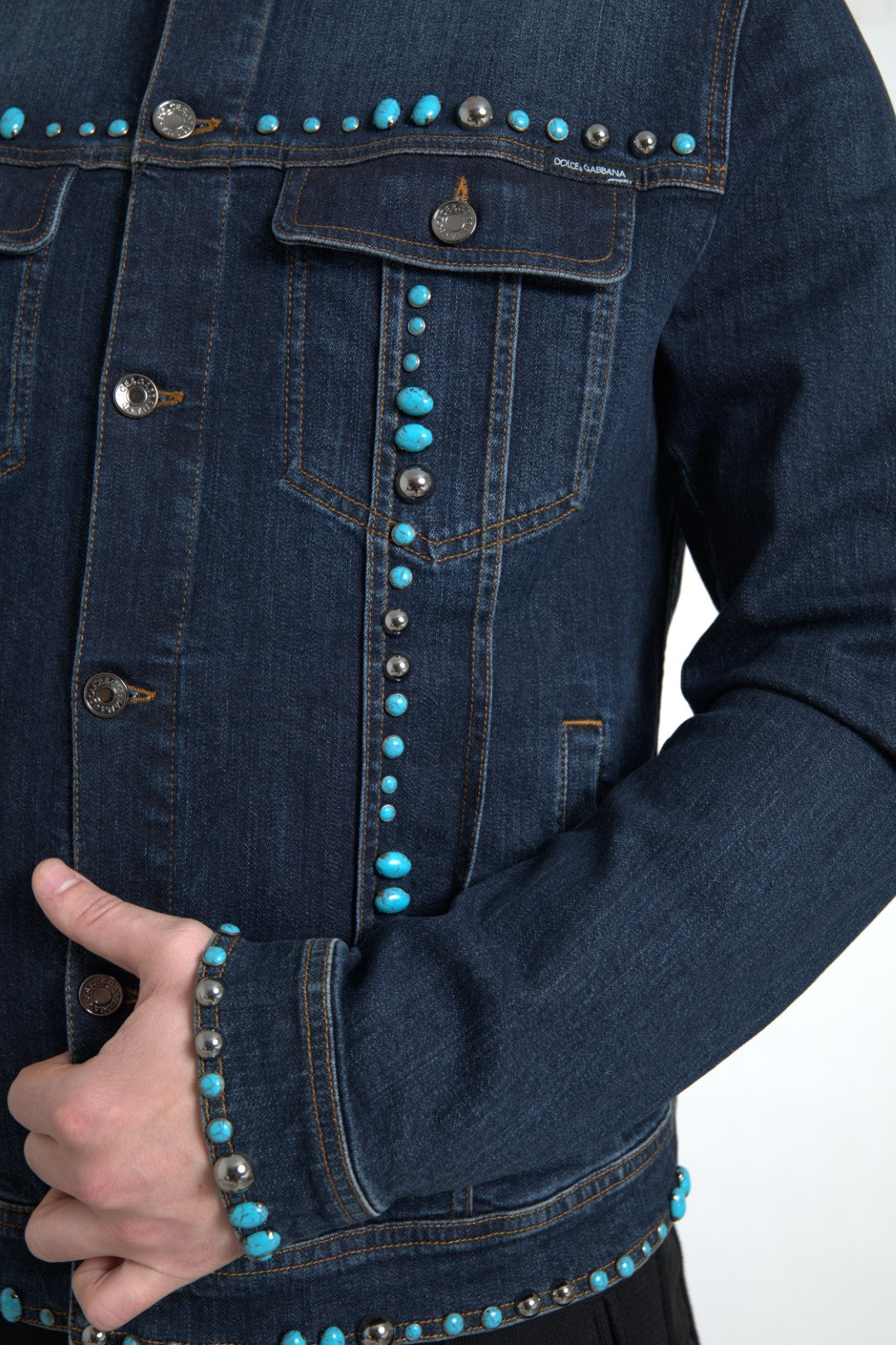 Embellished Turquoise Denim Jacket