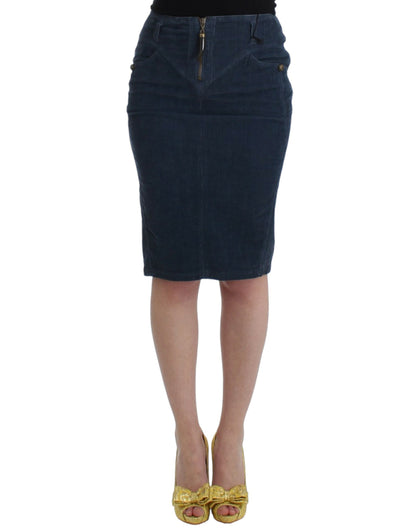 Elegant Blue Pencil Skirt