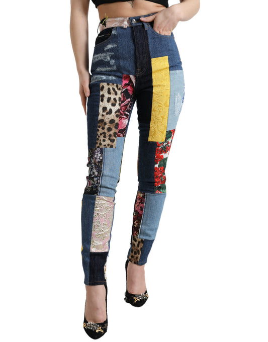 Vibrant Patchwork Skinny Jeans