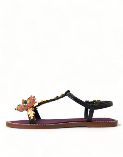 Elegant Crystal-Adorned Flat Sandals