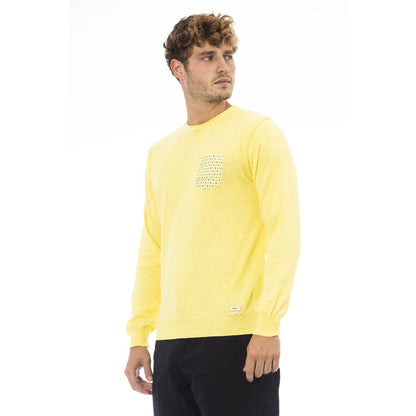 Yellow Cotton Men Sweater