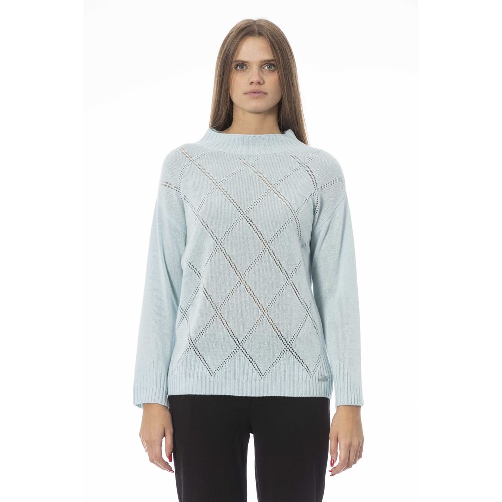 Light Blue Wool Women Sweater