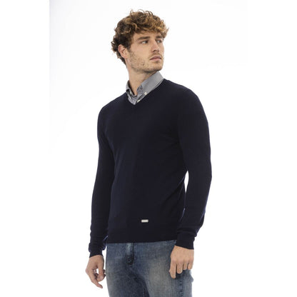 Blue Wool Men Sweater