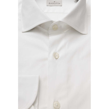 White Cotton Men's Slim Shirt