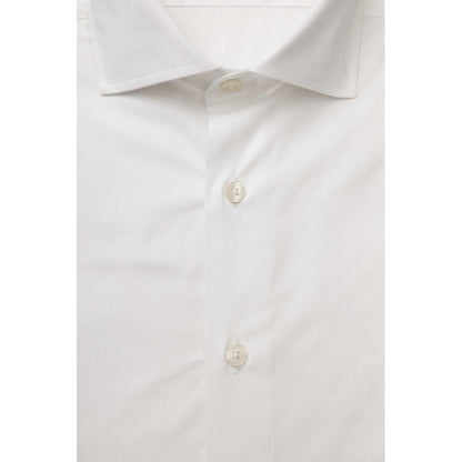 White Cotton Men's Slim Shirt