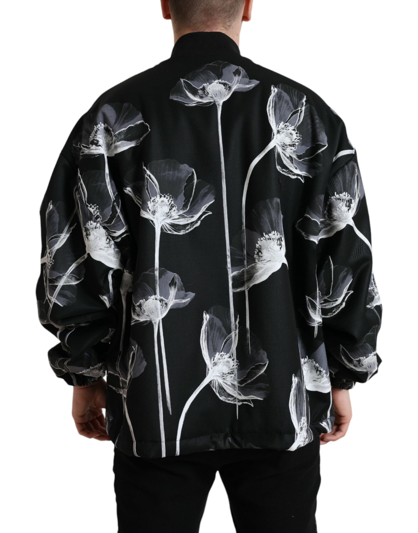 Elegant Floral-Print Bomber Jacket