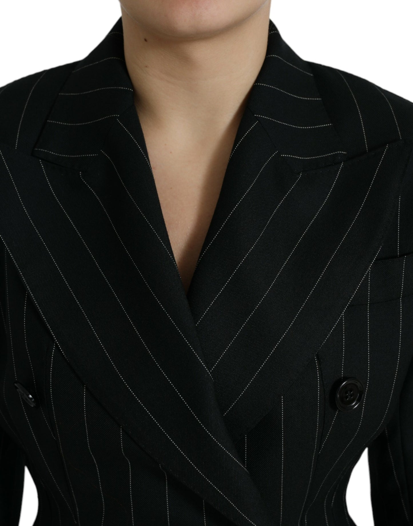 Elegant Striped Virgin Wool Blazer