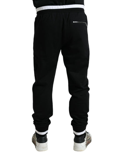 Elegant Black and White Cotton Joggers