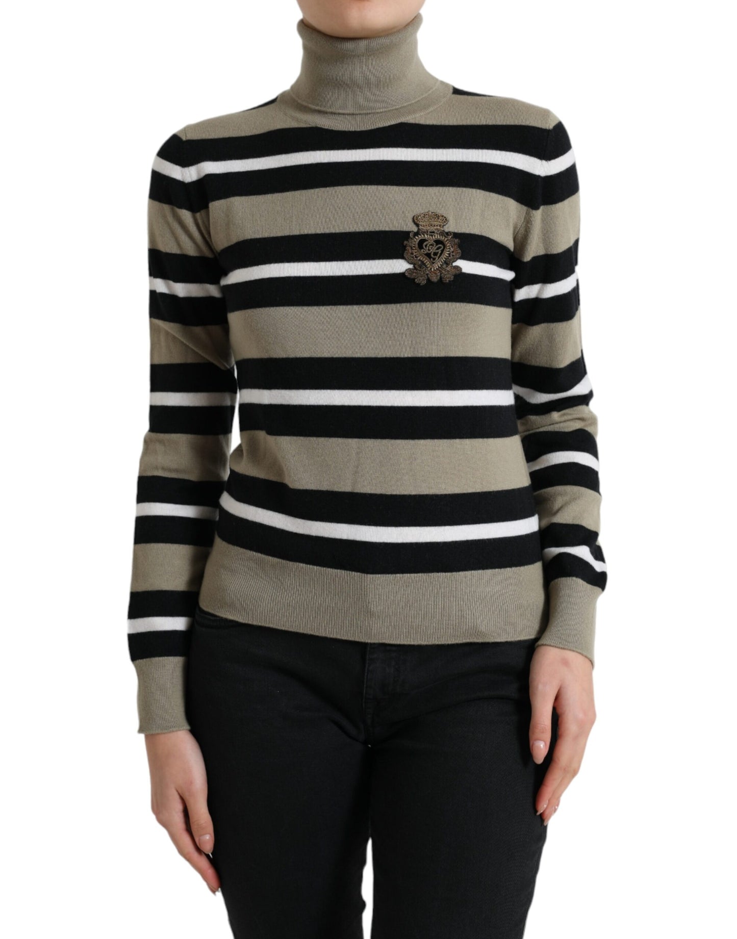 Multicolor Striped Wool Turtleneck Sweater