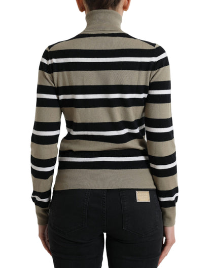 Multicolor Striped Wool Turtleneck Sweater