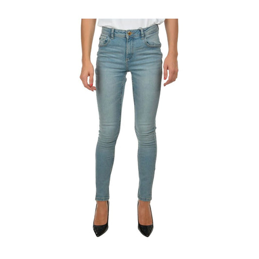 Light Blue Cotton Women Skinny Jean