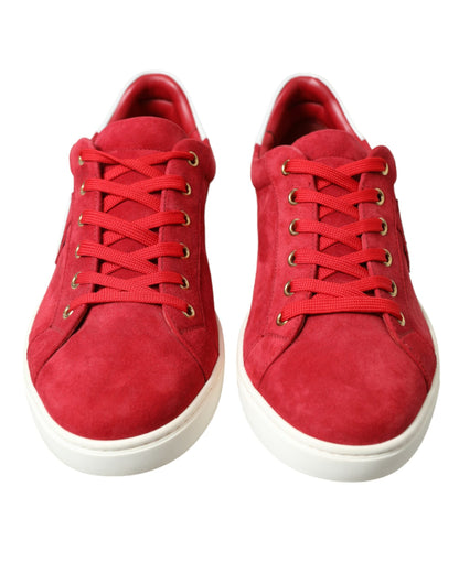 Elegant Red & White Low Top Sneakers