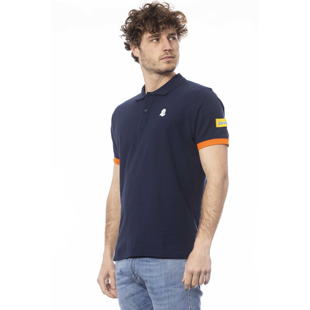 Blue Cotton Men Polo Shirt