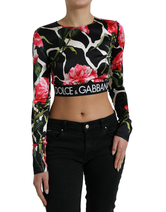 Elegant Floral Cropped Blouse Top