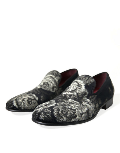 Elegant Floral Velvet Loafers