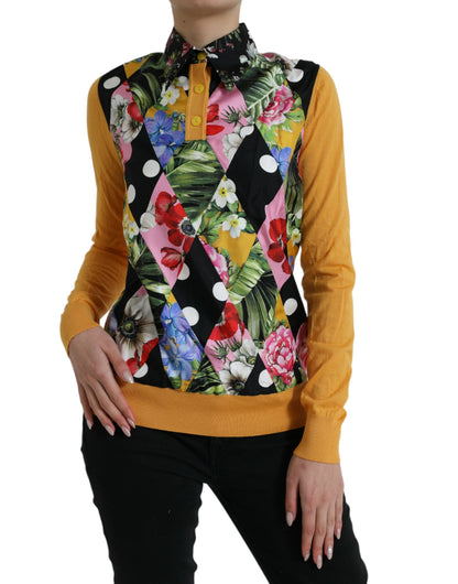 Multicolor Patchwork Cashmere Henley Sweater