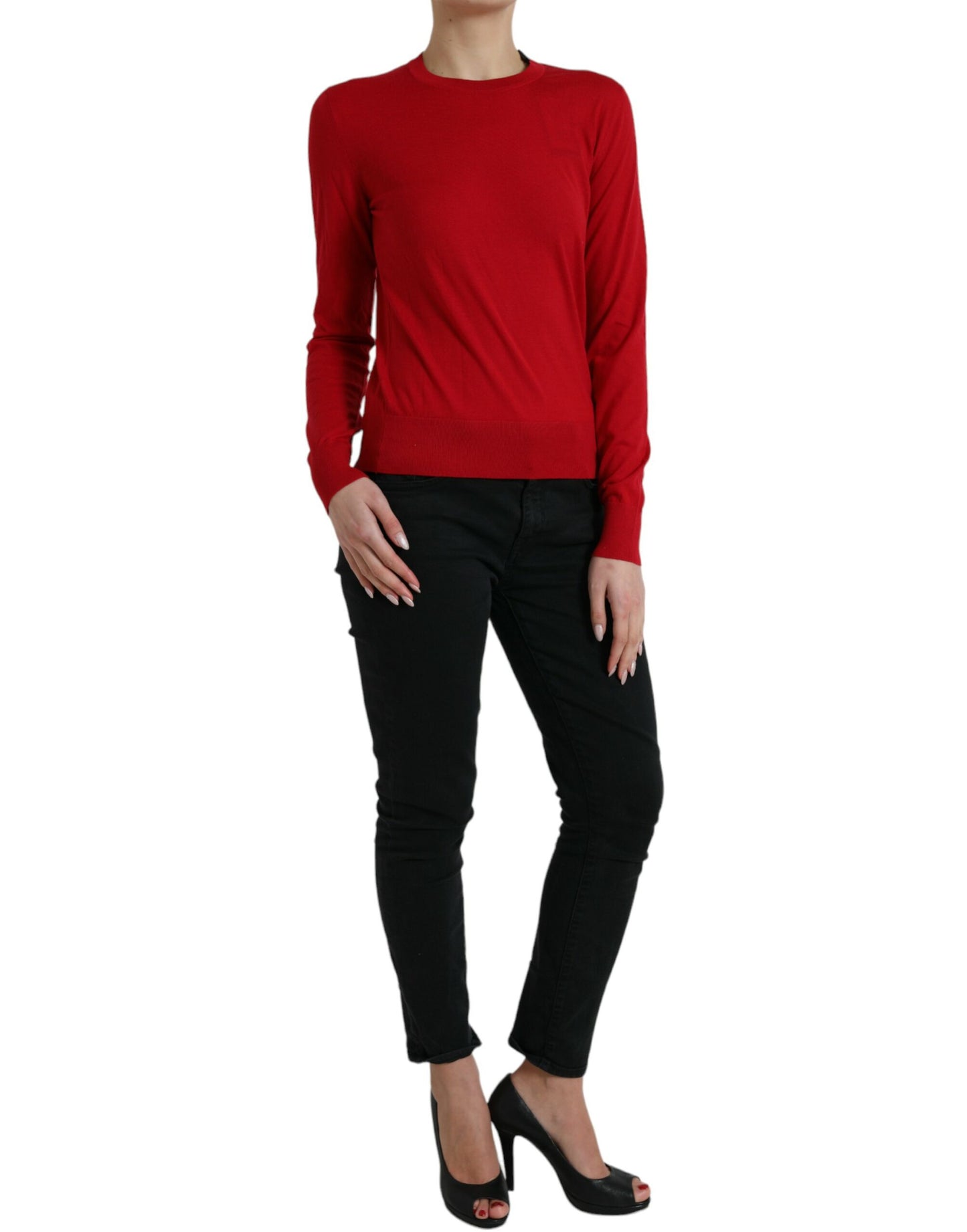 Radiant Red Wool Pullover Sweater