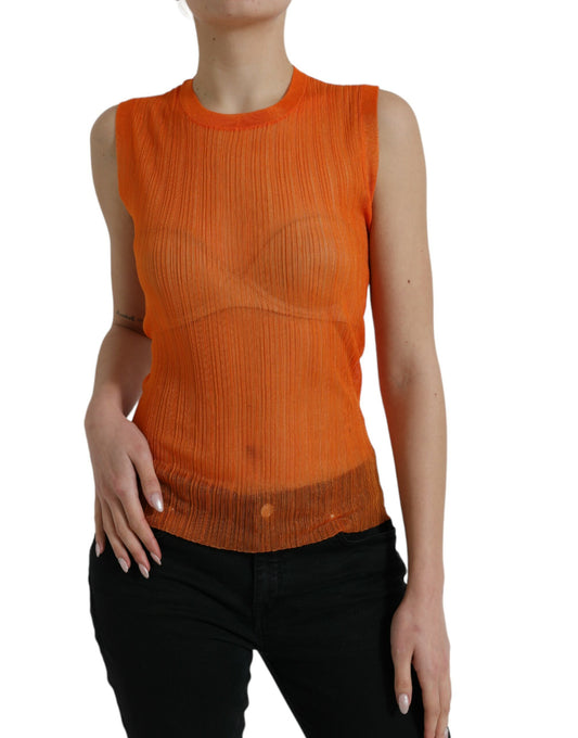 Chic Orange Crew Neck Tank Top