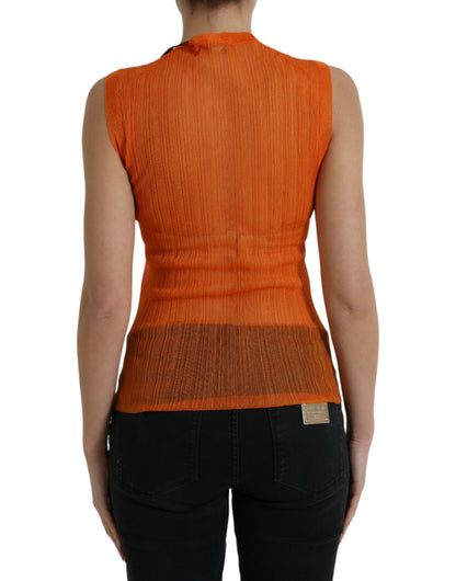 Chic Orange Crew Neck Tank Top