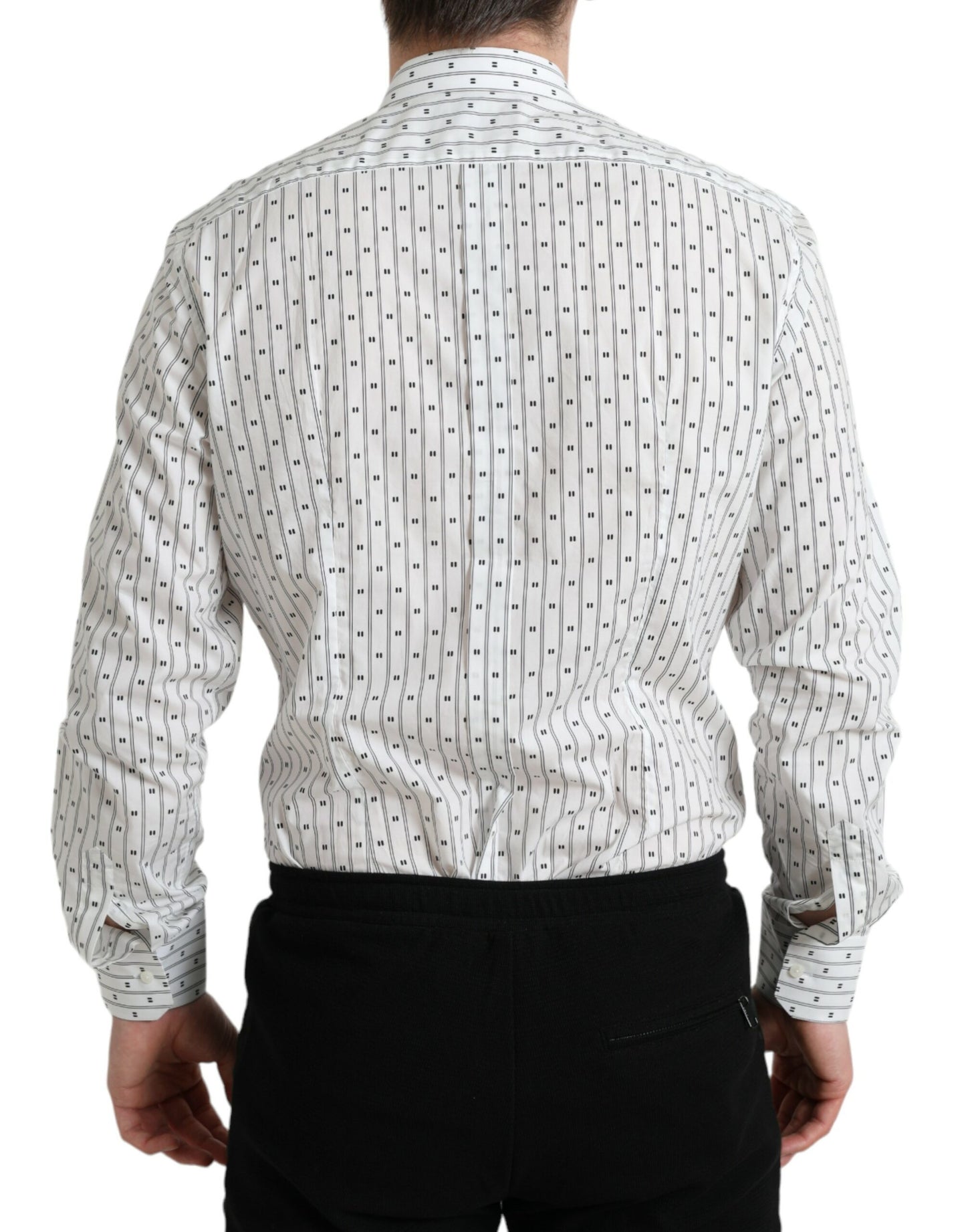 Elegant White Cotton Slim Fit Dress Shirt