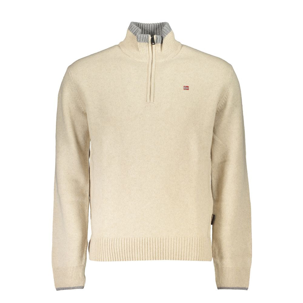 Beige Fabric Men Sweater