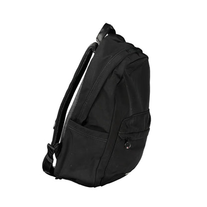 Black Polyester Men Backpack