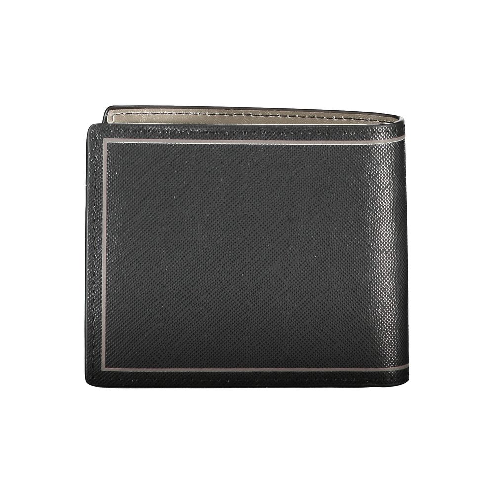 Elegant Black Leather Dual-Compartment Wallet