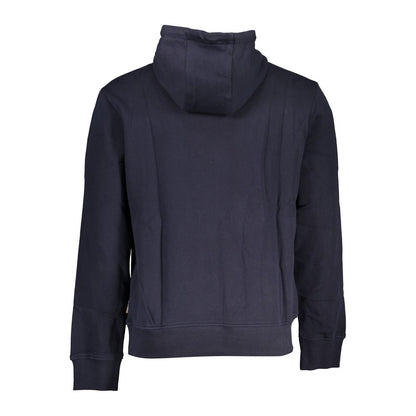 Chic Blue Hooded Cotton Sweater for Men