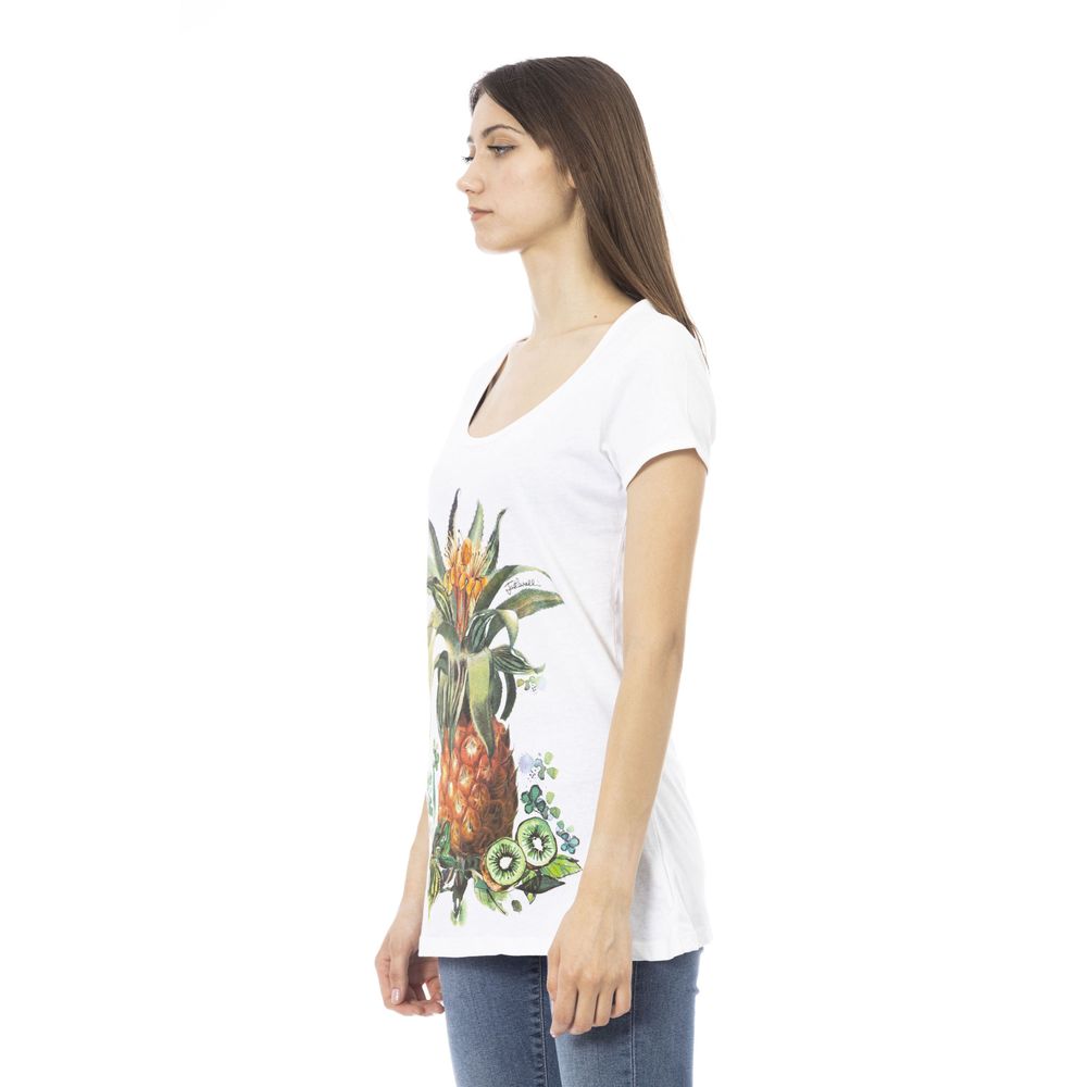 White Cotton Women T-Shirt