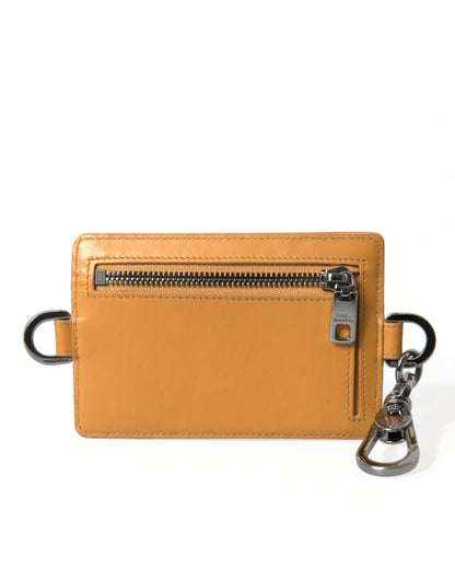 Elegant Orange Calf Leather Card Holder