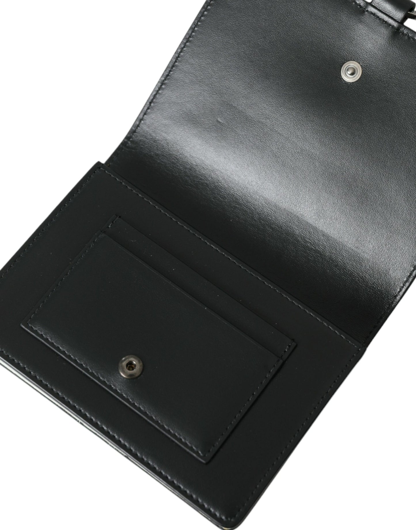 Elegant Crystal-Embellished Leather Card Holder